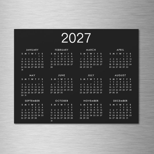 Einfache Schwarz-Weiß-Kalender 2025 Magnetkarte