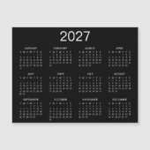 Einfache Schwarz-Weiß-Kalender 2025 Magnetkarte (Vorderseite)