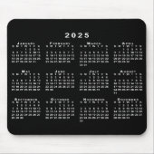 Einfache Schwarz-Weiß-Kalender 2025 Mousepad (Vorne)