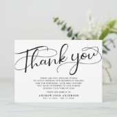 Einfache Schwarz-Weiß-Kalligrafie-Beerdigung Dankeskarte (Stehend Vorderseite)