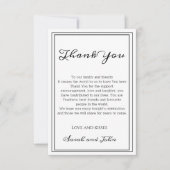 Einfache Schwarz-Weiß-Kalligrafie-Hochzeit Dankeskarte (Vorderseite)