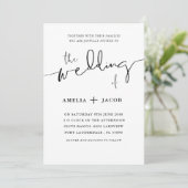 Einfache Schwarz-Weiß-Kalligrafie-Hochzeit Einladung (Stehend Vorderseite)