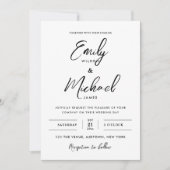 Einfache Schwarz-Weiß-Kalligrafie-Hochzeit Einladung (Vorderseite)