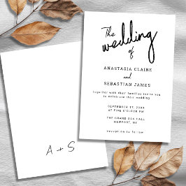 Einfache Schwarz-Weiß-Kalligrafie-Hochzeit Einladung