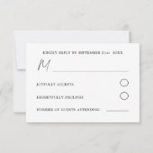 Einfache Schwarz-Weiß-Kalligrafie-Hochzeit RSVP Karte (Rückseite)