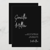 Einfache Schwarz-Weiß-Kalligrafie-Moody Wedding Einladung (Vorne/Hinten)