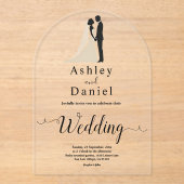 Einfache Schwarz-Weiß-Kalligrafie Romantische Hoch Acryleinladungen (Vorderseite)