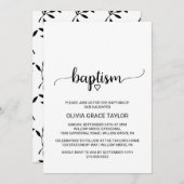 Einfache Schwarz-Weiß-Kalligrafie-Taufe Einladung (Vorne/Hinten)