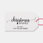 Einfache Schwarz-Weiß-Kalligrafie Weihnachten Geschenkanhänger (Vorderseite (Horizontal))