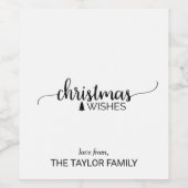 Einfache Schwarz-Weiß-Kalligrafie Weihnachten Weinetikett (Einzelnes Label)