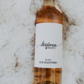 Einfache Schwarz-Weiß-Kalligrafie Weihnachten Weinetikett