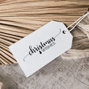 Einfache Schwarz-Weiß-Kalligrafie Weihnachtsname Geschenkanhänger