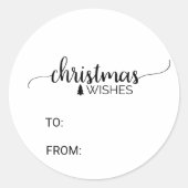 Einfache Schwarz-Weiß-Kalligrafie Weihnachtsname Runder Aufkleber (Vorderseite)