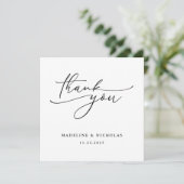 Einfache Schwarz-Weiß-Kalligraphie Danke Karte (Stehend Vorderseite)