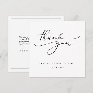 Einfache Schwarz-Weiß-Kalligraphie Danke Karte