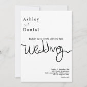 Einfache Schwarz-Weiß-Kalligraphie Elegante Hochze Einladung (Vorderseite)