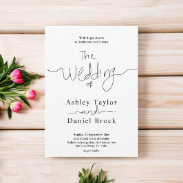 Einfache Schwarz-Weiß-Kalligraphie Elegante Hochze Einladung