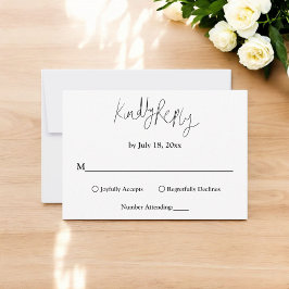 Einfache Schwarz-Weiß-Kalligraphie Elegante Hochze RSVP Karte