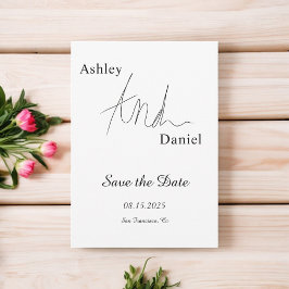 Einfache Schwarz-Weiß-Kalligraphie Elegante Hochze Save The Date