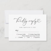 Einfache Schwarz-Weiß-Kalligraphie RSVP Karte (Vorderseite)