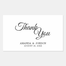 Einfache Schwarz-Weiß-Kalligraphie Vielen Dank Rechteckiger Aufkleber
