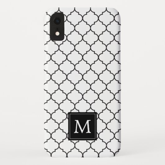 Einfache Schwarz/Weiß-Karokal-Monogramm Case-Mate iPhone Hülle (Rückseite)