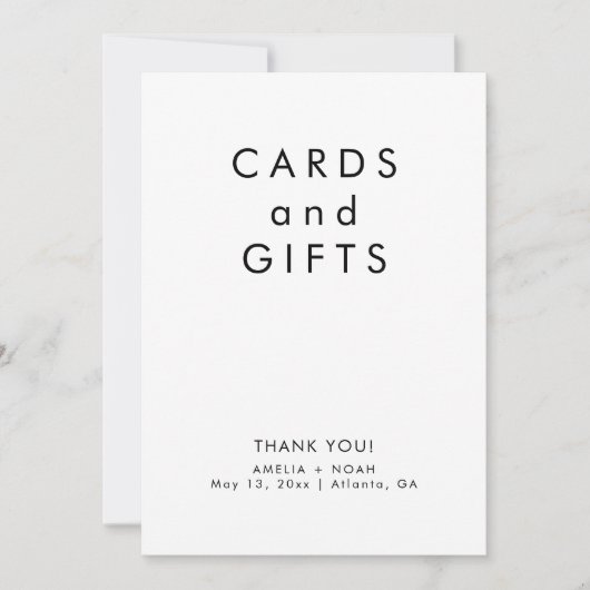 Einfache Schwarz-Weiß-Karten-Geschenke für Hochzei Einladung (Vorderseite)