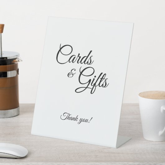 Einfache Schwarz-Weiß-Karten und Geschenke Sockelschild (In SItu)