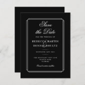 Einfache Schwarz-Weiß-Klassik-Deko Save the Date Ankündigungspostkarte (Vorne/Hinten)