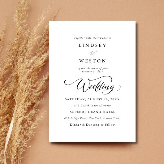 Einfache Schwarz-Weiß-Klassik-Skriptereihe Einladung