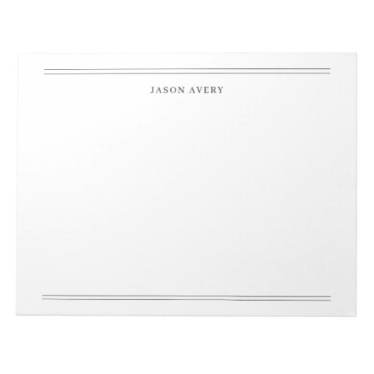 Einfache Schwarz-weiß-klassische Doppel-Lines-Stat Notizblock (Vorderseite)