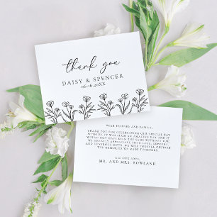 Einfache Schwarz-Weiß-Kontur Dankeskarte