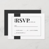 Einfache Schwarz-Weiß kühnen minimale Hochzeit RSV RSVP Karte (Vorne/Hinten)