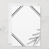 Einfache Schwarz-Weiß-Leaf-Hochzeit Einladung (Rückseite)