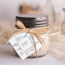 Einfache Schwarz-Weiß-Linie Gezeichnet Blume Blume Geschenkanhänger