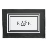 Einfache Schwarz-Weiß-Luxus Monogram-Initialen Kissenbezug (Vorderseite)