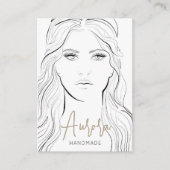 Einfache Schwarz-Weiß-Mädchen Zeichnend Juwelen Visitenkarte (Vorderseite)