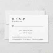 Einfache Schwarz-Weiß-Mahlzeiten Moderne Hochzeite RSVP Karte (Vorderseite)