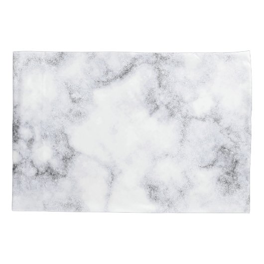 Einfache Schwarz-Weiß-Marmorgestaltung| Kissenbezug (Rückseite-Links)