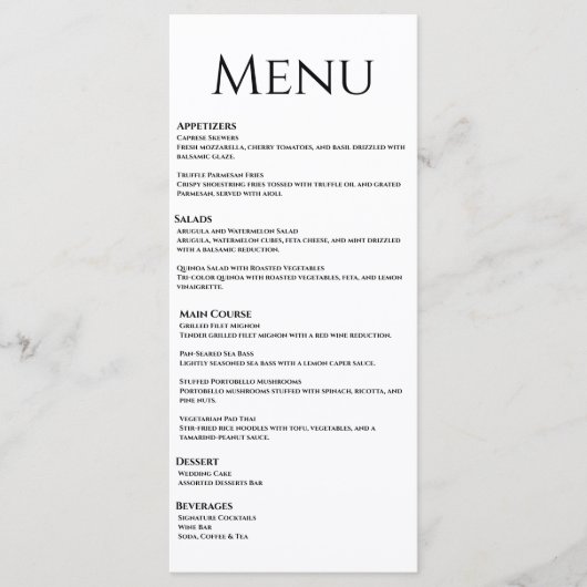 Einfache Schwarz-Weiß-Menü-Karte Menükarte (Vorderseite)