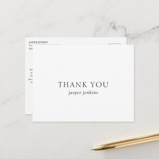 Einfache Schwarz-Weiß-Minimal-Moderne Postkarte (Vorderseite/Rückseite Beispiel)