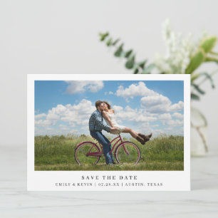 Einfache Schwarz-Weiß-Minimalist-Foto-Moderne Hoch Save The Date