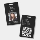 Einfache Schwarz/Weiß Minimalistisch mit Foto Ausweis (Vorder- & Rückseite)