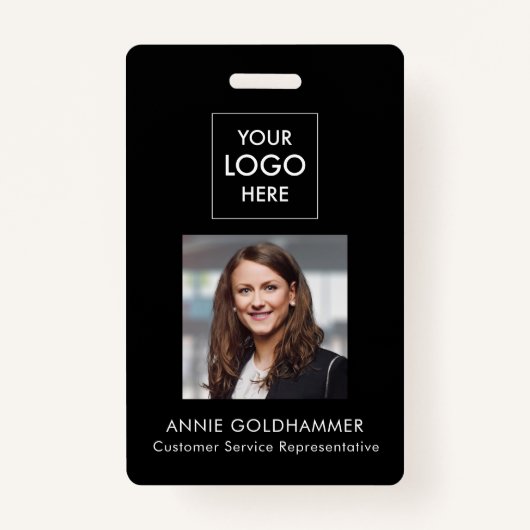 Einfache Schwarz/Weiß Minimalistisch mit Foto Ausweis (Vorderseite)