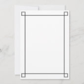 Einfache Schwarz-Weiß-Minimalistische Elegance Hoc Einladung (Rückseite)