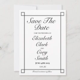 Einfache Schwarz-Weiß-Minimalistische Elegance Hoc Save The Date