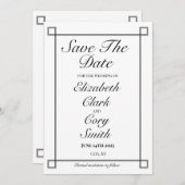 Einfache Schwarz-Weiß-Minimalistische Elegance Hoc Save The Date (Vorne/Hinten)