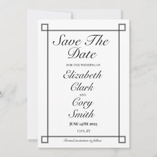 Einfache Schwarz-Weiß-Minimalistische Elegance Hoc Save The Date