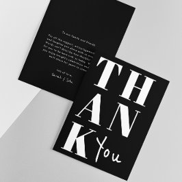 Einfache Schwarz-Weiß-Minimalistische fette Hochze Dankeskarte