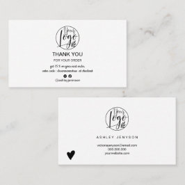 Einfache Schwarz-weiß minimalistische Logo-Bestell Visitenkarte